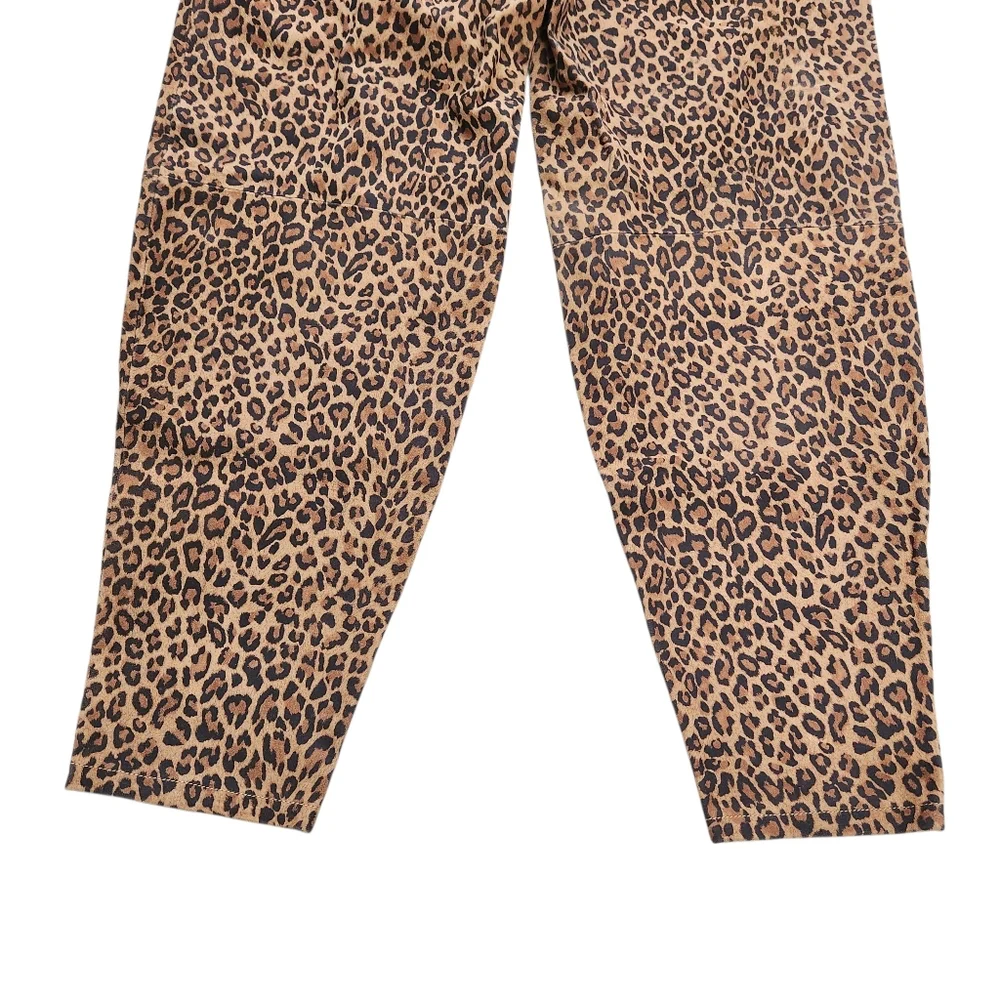 Revolve Lita By Ciara Suede Pants Size 30 Cheetah Barrel Leg High Rise Pleated - Picture 8 of 12